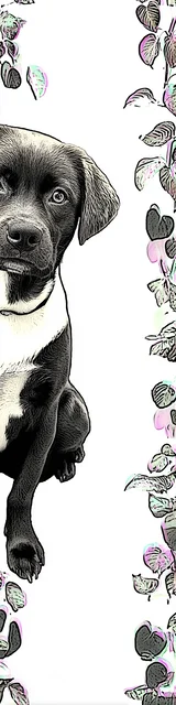 Free dog bookmark featuring a white dog peeking into the frame